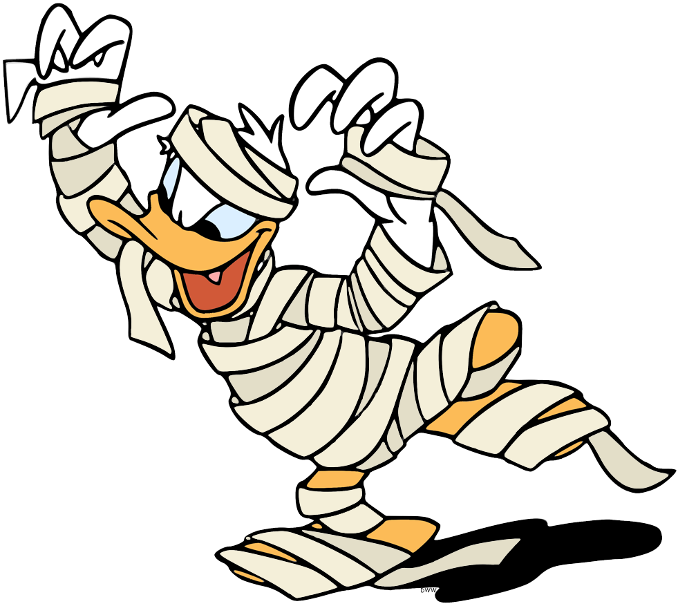 Donald disfrazado de momia te recuerda la fecha de la fiesta